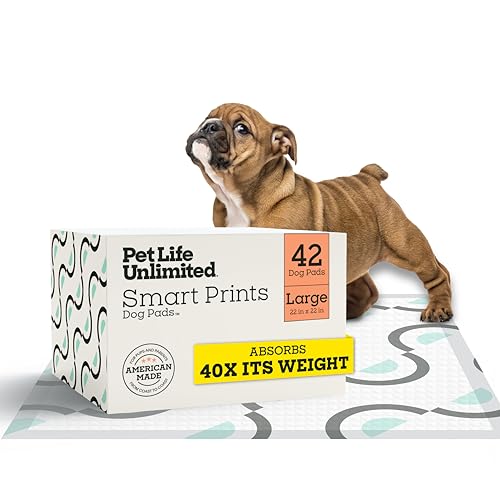 Pet Life Unlimited Smart Prints Large Puppy Pads for Dogs, Potty Training Pee Pads, 42 Count, 22' x 22', Leak-Proof, Super Absorbent, Quick-Dry, Patterned Pads with Odor Control, Made in USA