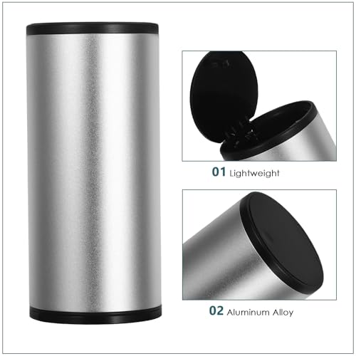 Cubo de basura para coche de aluminio con soporte para pañuelos desmontable 3