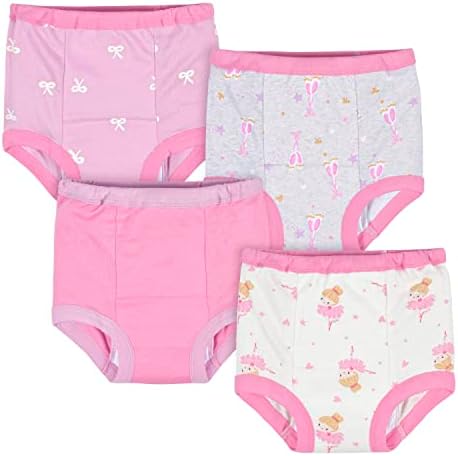 Gerber Baby Girls Infant Toddler 4 Pack Potty Training Pants Underwear Lavender and Pink 3T