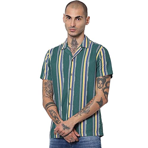 Image of JACK & JONES Men's Cotton Striped Slim Fit Casual Shirt