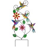 28 Inch Metal Hummingbird Garden Stake Decorative Outdoor Colorful Hummingbird Art Metal Wall Decor