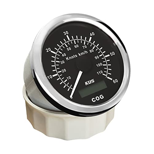 KUS GPS Tacho Kilometerzähler 60Knots 110KM/H Für Boot Yachten 85mm Mit Hintergrundbeleuchtung (Schwarz)