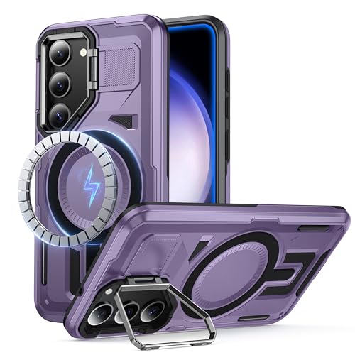 Coque Samsung S23 Plus double couche violette à support caméra
