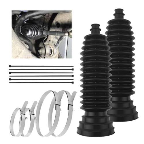2PCS Thick Silicone Car Inner Tie Rod Boot Upgrade Large Caliber Cuttable Car Rack and Pinion Boot Kit Includes Ties/Clamps Professional Cars Steering Rack Boots Kit