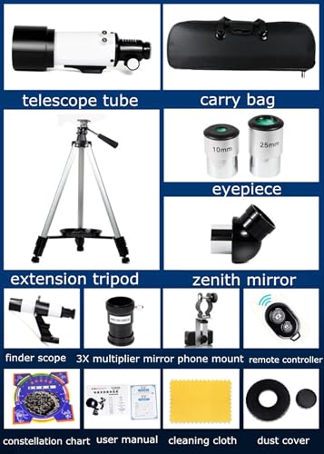 Image of Welfiit Astronomy Beginner's Telescope, with A 400mm Focal Length and 70mm Aperture, A Portable Adult Telescope with A Tripod