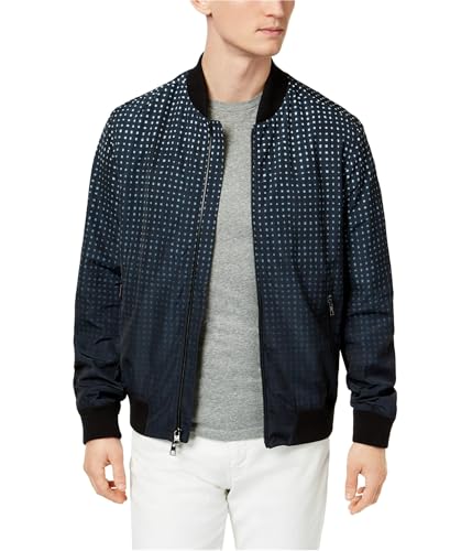 Michael Kors Mens Grid Bomber Jacket, Black, XX-Large
