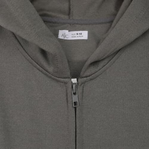 Image of Alan Jones Clothing Boys Hooded Sweatshirt | Full Zip Closure | Full Sleeves | Kangaroo Pocket | Regular Fit | Winter Jacket for Boys | Age 5-16 Years