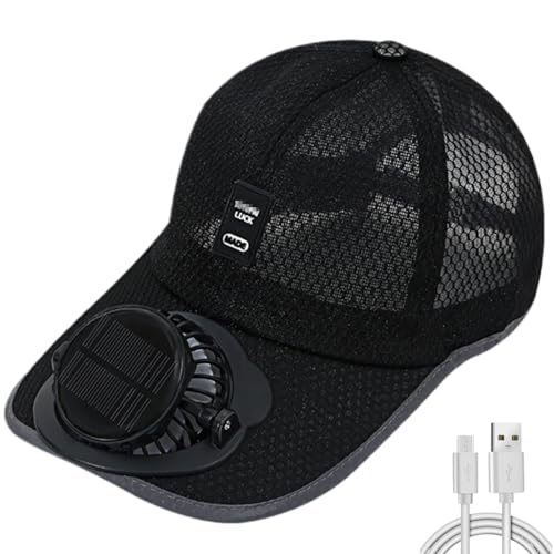 Credelin Casquette de baseball avec ventilateur solaire, chapeau de soleil avec 3 vitesses de vent, protection UV estivale pour hommes, pour la pêche, la...