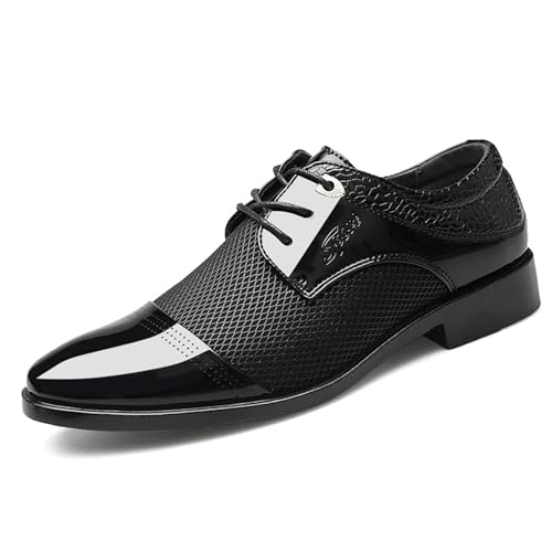 Men's Patent Leather Dress Shoes Casual Oxford Lace-up Shoes Business Formal Shoes Tuxedo Office Shoes for Men