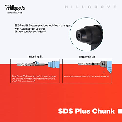 Image of Hillgrove HGHD26RD2 All Purpose 26 millimeters Hammer Impact Drill Machine Forward /Reverse Rotaion with 5 Bits for Making Holes in Metal /Wood /Concrete Hammer Drill (26 millimeters, 1200 W)