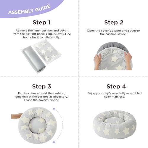 Image of LE SURE Shown on TV Jacquard Donut Dog Beds Medium Sized Dog,Grey 30x30x8in | Orthopedic Calming Pet Bed Sofa, Original Design Pattern,Washable Cover,Cute Home Decor as Gift for Pet,Anti Slip Bottom