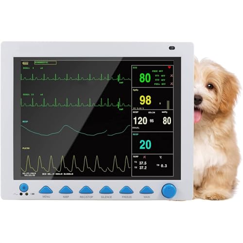 Monitor veterinario portatile - Macchina multiparametrica per cani, gatti e animali domestici con 4800 set di memorizzazione dei dati della pressione sanguigna