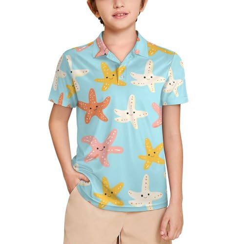 Boys' Classic Polo Shirts Short Sleeve Moisture-Wicking Golf & Tennis Shirts for Youth Teens Cute Strawberries Cartoon