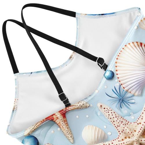 Seashell Starfish Girls One Piece Swimsuit Beach Swimwear 208577454