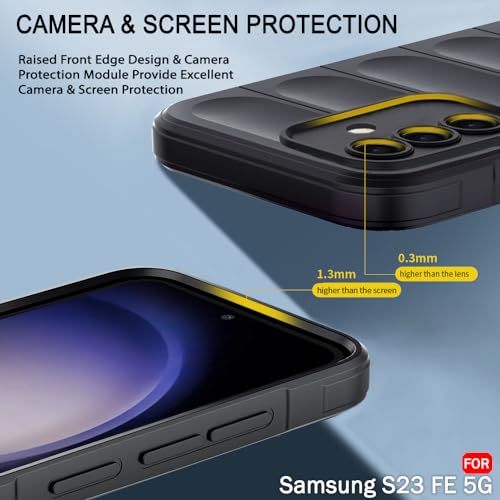 Image of TheGiftKart Liquid Silicon Back Cover Case for Samsung Galaxy S23 FE 5G | Shockproof Military Grade Protection | Micro-Fibre Cloth On Inner Side | Anti-Slip Grip Cover for Samsung S23 FE (TPU, Black)