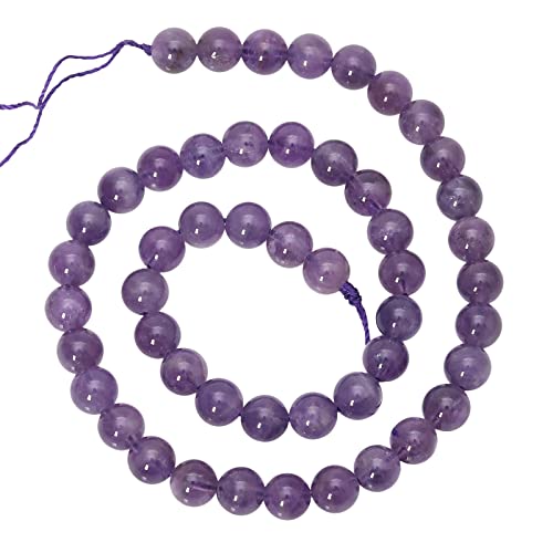 Nupuyai Amethyst 8mm Round Crystal Stone Beads for Jewelry Making DIY Bracelet Necklace Polished Stone Loose Beads Strand 15"