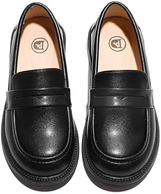 kkdom Girl's Classic School Uniform Shoes British Style Oxford Shoes Patent Black US Size 2.5