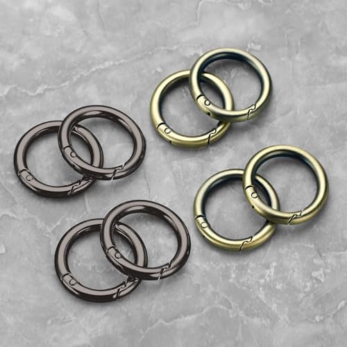 Image of Gkeygo Key Ring Clip, 1 Inch Keychain Rings, 8 Pack Round Carabiner Clip for Keys, Buckle, Bags, Purses - Key Chain Hooks Replacement Keychains Lanyard DIY Crafts - Black, Bronze