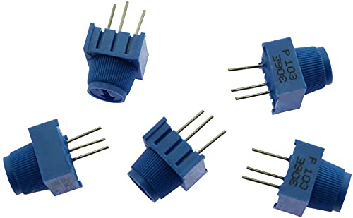 Longdex Potenciômetro 3386MP-103 5PCS 10K Ohm 3386 Potenciômetro aparador com botão para Arduino