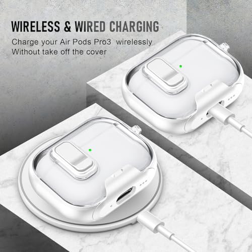 Image of for AirPods Pro 3 Case (2025) with Phone Stand & Cleaner Kit, Cute Soft Silicone Cover for AirPods Pro 3rd Genera case with Keychain for Women Men with Keychain for Airpod Pro case(2025)-White