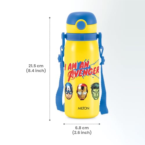 Image of MILTON Marvel Torque 650 ISI Certified Stainless Steel Water Bottle, Leak Proof, Rust Proof, Single walled,1 Yr Warranty, Ideal Sipper Water Bottle for School Kids Bottle, 625 ml, Yellow