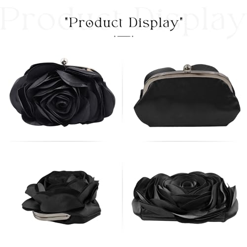 Mini Women Rose Clutch Bags Evening Handbag with Detachable Chain for Wedding Party - Image 5