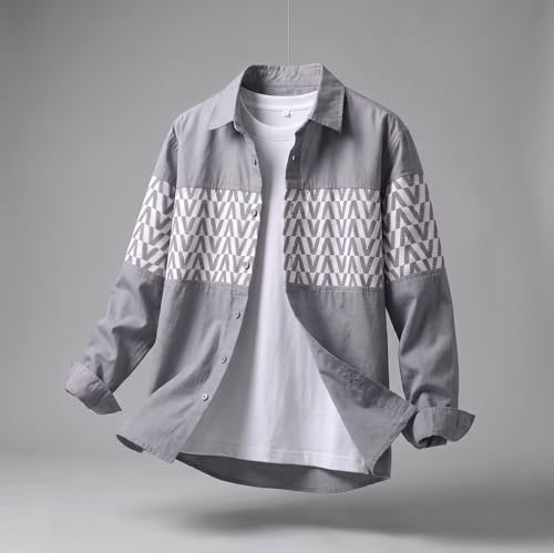 Image of Afflatus Men's Casual Shirt with Geometric Print | Premium Cotton Full Sleeve Shirt for Men | Stylish Regular Fit Fashion Trend | Casual, Party & Smart Casual Wear