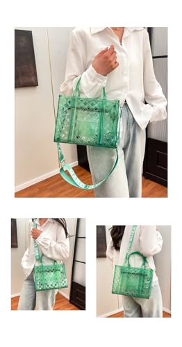 Jelly crossbody bags for women Jelly tote bags for women Jelly bag tote large Handle Handbag Jelly Storage Bag（light green）4