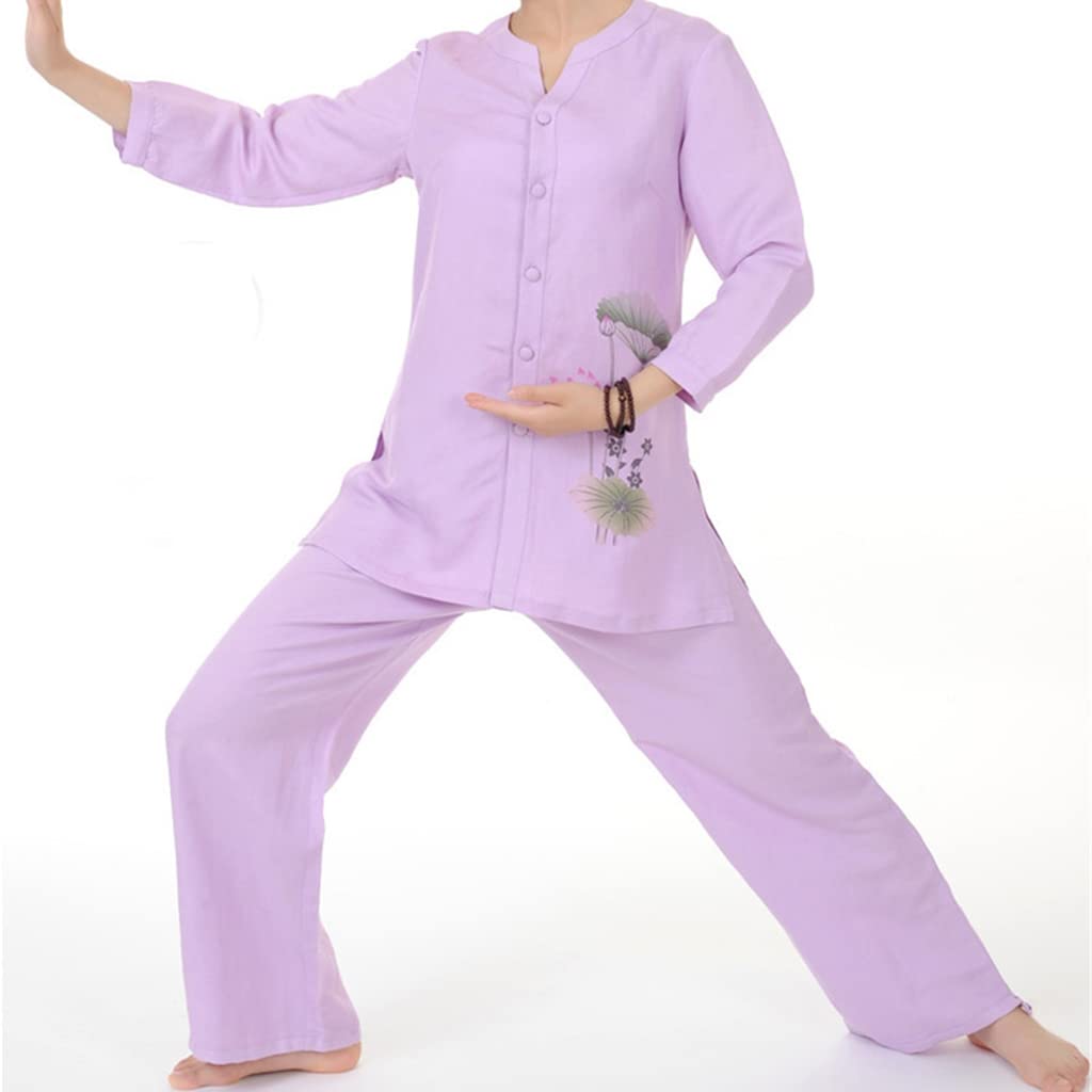 Suave primavera otoño verano China Tai Chi uniforme para mujeres Kung Fu Qigong trajes ropa Tops + Pantalones mujer lino ropa de meditación