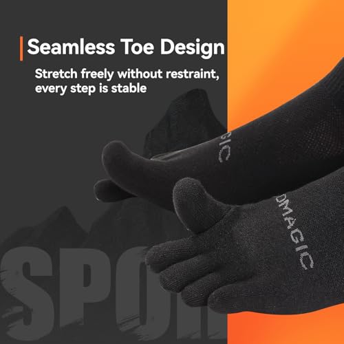 Toe Socks Men Women Athletic Running Coolmax Five Finger Crew Socks Comfortable Breathable Lightweight 3-Pairs3