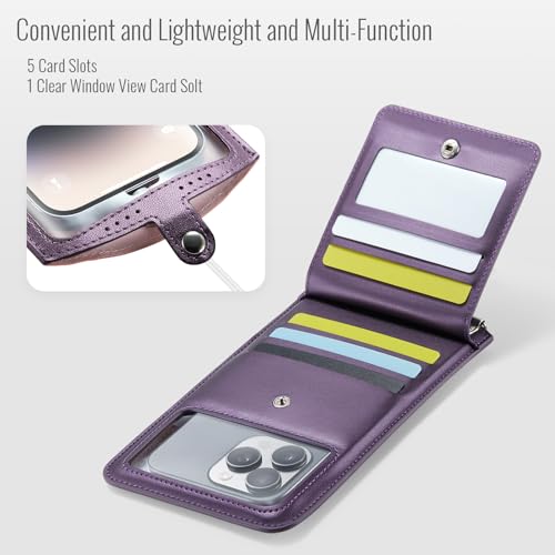 Cell Phone Purse Small Crossbody Phone Bag for Women Men Leather Mini Shoulder Bag Wallet with Strap Lanyard and Camera Window Card Slots Strap for All Smartphones iPhone 16 Samsung up to 7.5" Puple3