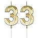 33rd Birthday Candles for Cake, Gold Number 33 3D Diamond Shaped Candle Birthday Decorations Party Supplies for Women or Men