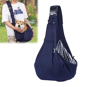 ACTOYS Bolsa de Viaje para Mascotas, Reversible Bolsa de Transporte para Perro, Transportador de Mascotas Sin Manos, Bandolera para Perro de hasta 7 KG para Viajes al Aire Libre (Azul Oscuro)