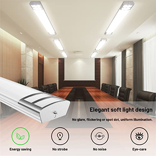 Antlux 4Ft Led Flush Mount Puff Lights, 40W 4500Lm Linear Light, 4000K Neutral White, 4 Foot Integrated Led Wraparound Ceiling Lighting Fixtures For Kitchen Laundry, Fluorescent Replacement, 4 Pack #TOP2