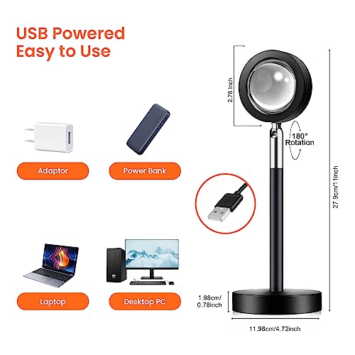 Tsrarey Sunset Lamp Projector With Remote Control, Multiple Colors Led App Control Sunset Light Three Control Methods Night Light For Room Decor/Christmas Gifts/Photography/Party/Bedroom Decor #TOP5