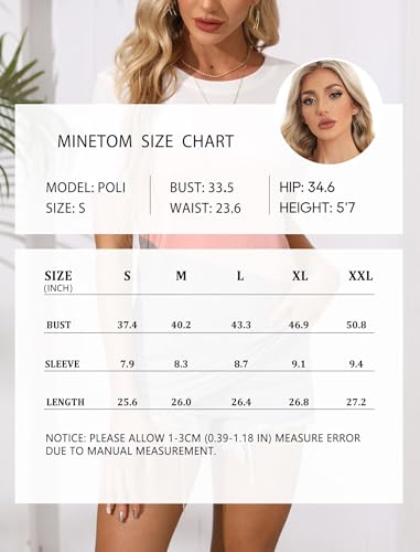 Minetom Women's T Shirts Short Sleeve Color Block/Solid Tops Casual Summer Tees - Image 6