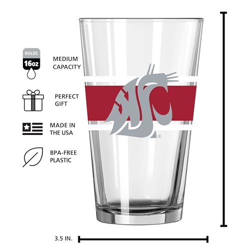 Image of Logo Brands NCAA 16 oz Pint Glass - Durable Glass With Bold Team Color- Chip-Resistant Rim Drinkware For Fans, Tailgates, Home Bars & Everyday Use