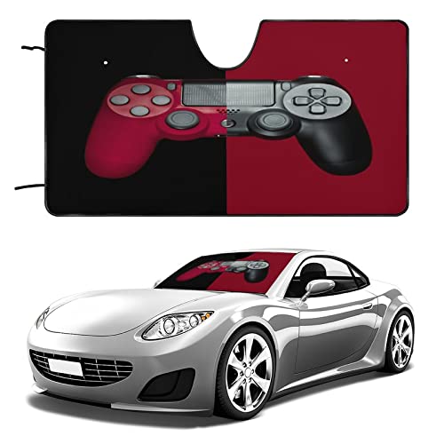 Red Black Gaming Teens Car Sun Shade Windshield Video Game Gamepad Game Controller For Auto Windshield Covers Most Cars 51L X 28W Inch #TOP10