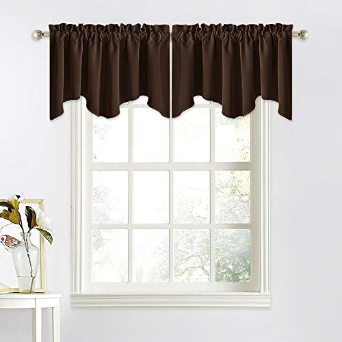 Nicetown Bathroom Window Curtain Valances - 52 Inches Width By 18 Inches Length Rod Pocket Privacy Valance Window Dressing For Kitchen/Bay Window/Nursery/Boys Bedroom (Toffee Brown, Double Pieces) #TOP12