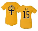 Flaura Europea Soccer 2020 Sweden #15 Alexander ISAK Jersey Style Little Infant Baby Short Sleeve Bodysuit (Gold, 12M)