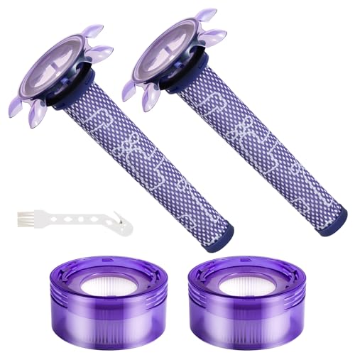 4 Pack V8 Vacuum Filter Replacement Kit Compatible with Dyson V8 New Version SV25/Dyson V7 New Model SV37, 2 Pre-Filters and 2 Post-Filters Compare to Part # 965661-05
