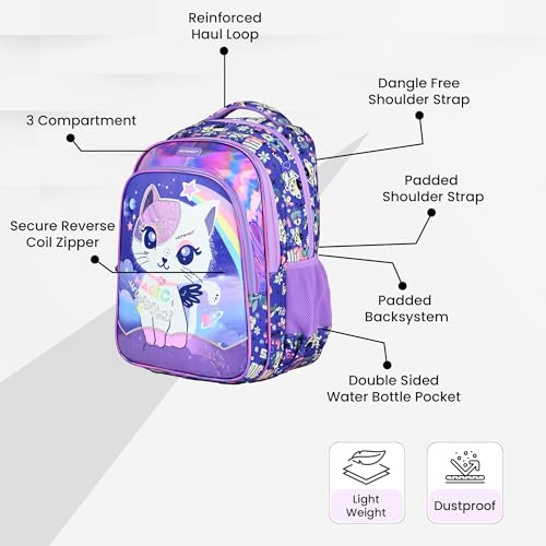 Image of HOT SHOT UNIVERSE CAT 1822|school bag for girls|bag for girls |kids school bag|18 INCH|water resistant|32L kids backpack