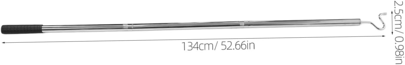 Stainless Steel Heavy Duty Clothes Hook Pole with Detachable Design for Closet Organization and Reaching High Items Rod for Hanging Clothes