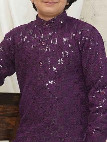 Image of AJ DEZINES Kids Kurta Pajama Set For Boys | Embroidery Chikankari Kurta Set | Traditional & Festive Outfit | Cotton Stylish Boys Kurta Pyjama | Perfect For Festivals Wedding & Family Function