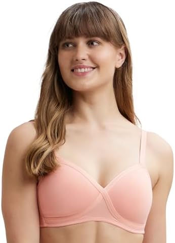 Jockey FE40 Women Wirefree Padded Super Combed Cotton Elastane Stretch Full Coverage T-Shirt Bra with Cross Over Fit