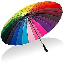 Keniro Colorful Rainbow Umbrella - Windproof Large Umberallas, 3 Fold Strong Steel Shalf Umbrella