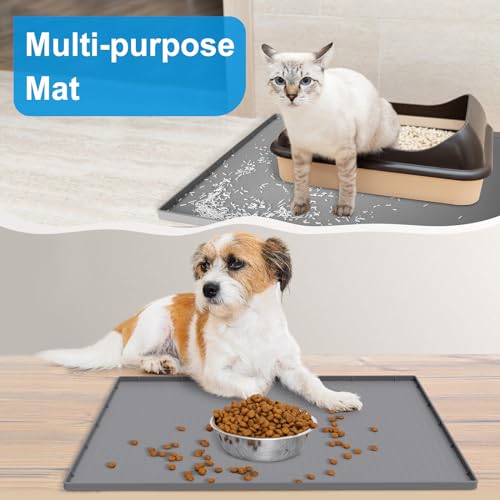AECHY Under Sink Mat, 34\" x 22\" Silicone Under Sink Liner, Under Kitchen Sink Mat with Unique Drain Hole Design, Waterproof & Flexible Sink Mats for Kitchen, Bathroom and Laundry Room Black