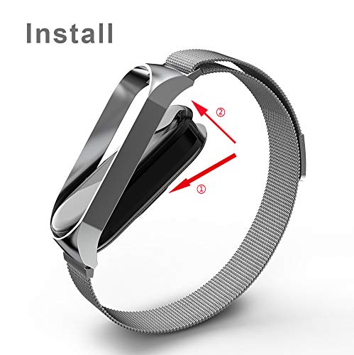TwiHill Pulseira de metal adequada para Xiaomi Mi Band 5, pulseira de metal pulseira de loop Milanes