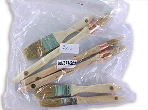 Set mit 6 Pinseln | 3 Absetzpinsel aus Borsten Nr. 3/0 - Nr. 0 - Nr. 2 | 3 Lackierpinsel, dicke Serie, Breite 20-30-40 mm | Für Emaille, Farbe, Beize, Grundierungen, Lacke | Kibros LOT_371_323c