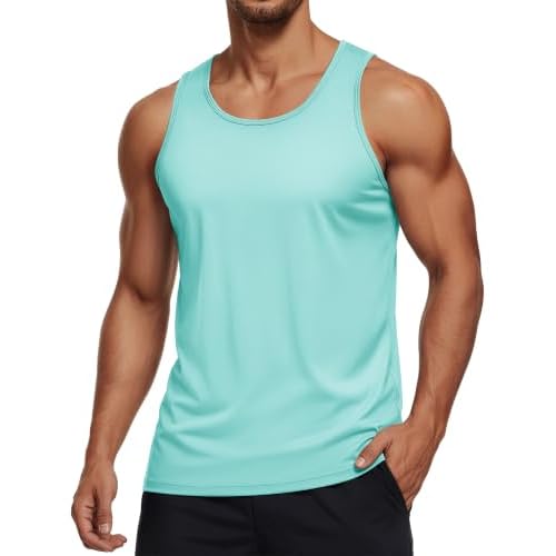 MAGCOMSEN Men's UPF 50+ Tank Top Quick Dry Summer Workout Muscle Sleeveless Shirts for Swim Beach Bodybuilding
